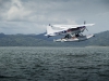 Collin Harrington & Brian Grubb (L to R) prepare to sky dive off the floats of a seaplane.