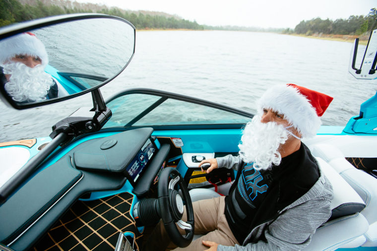 Of course Murray had a Santa hat with him ready for our pre-Christmas gathering in Nautique's new gift to watersport enthusiasts the world over